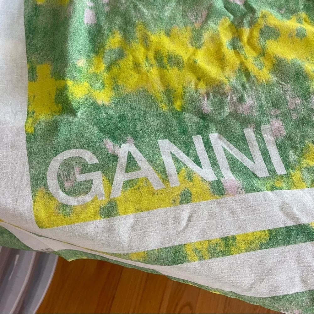 NWT Ganni Tie-dye Voile Scarf organic cotton green and yellow​